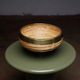 Rattan and brass fruit basket