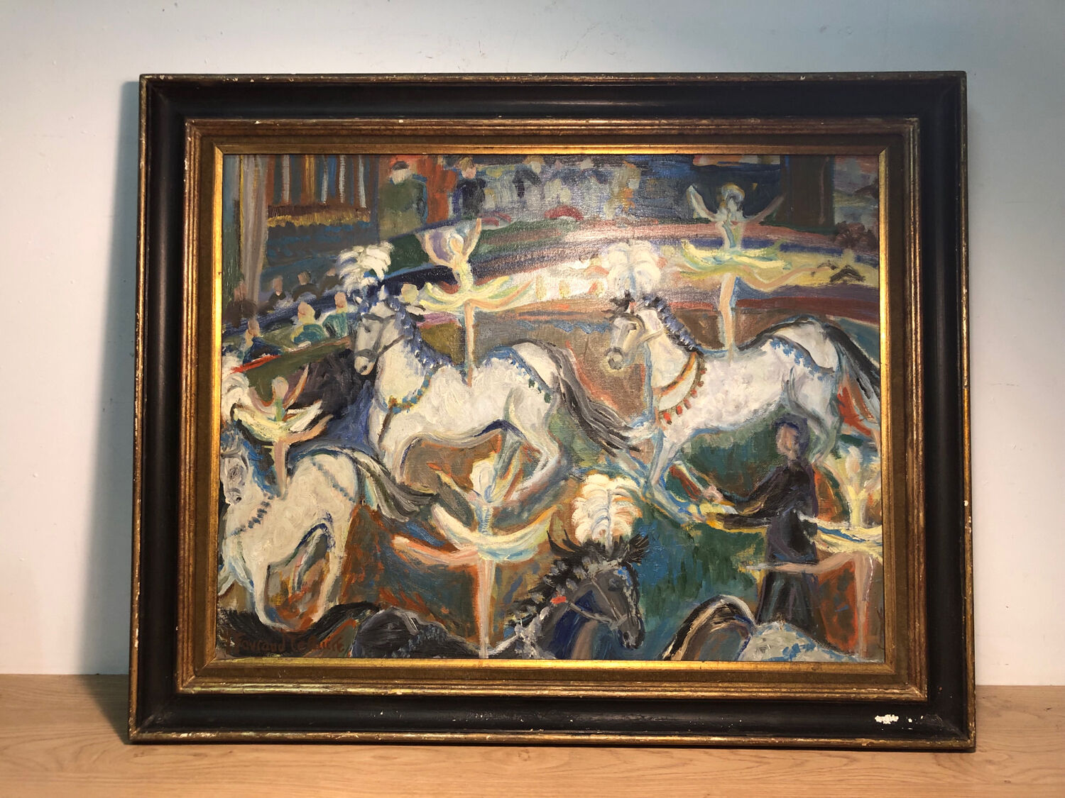 Painting Oil on Canvas Fauvism Circus Horse Dancer Circa 1960