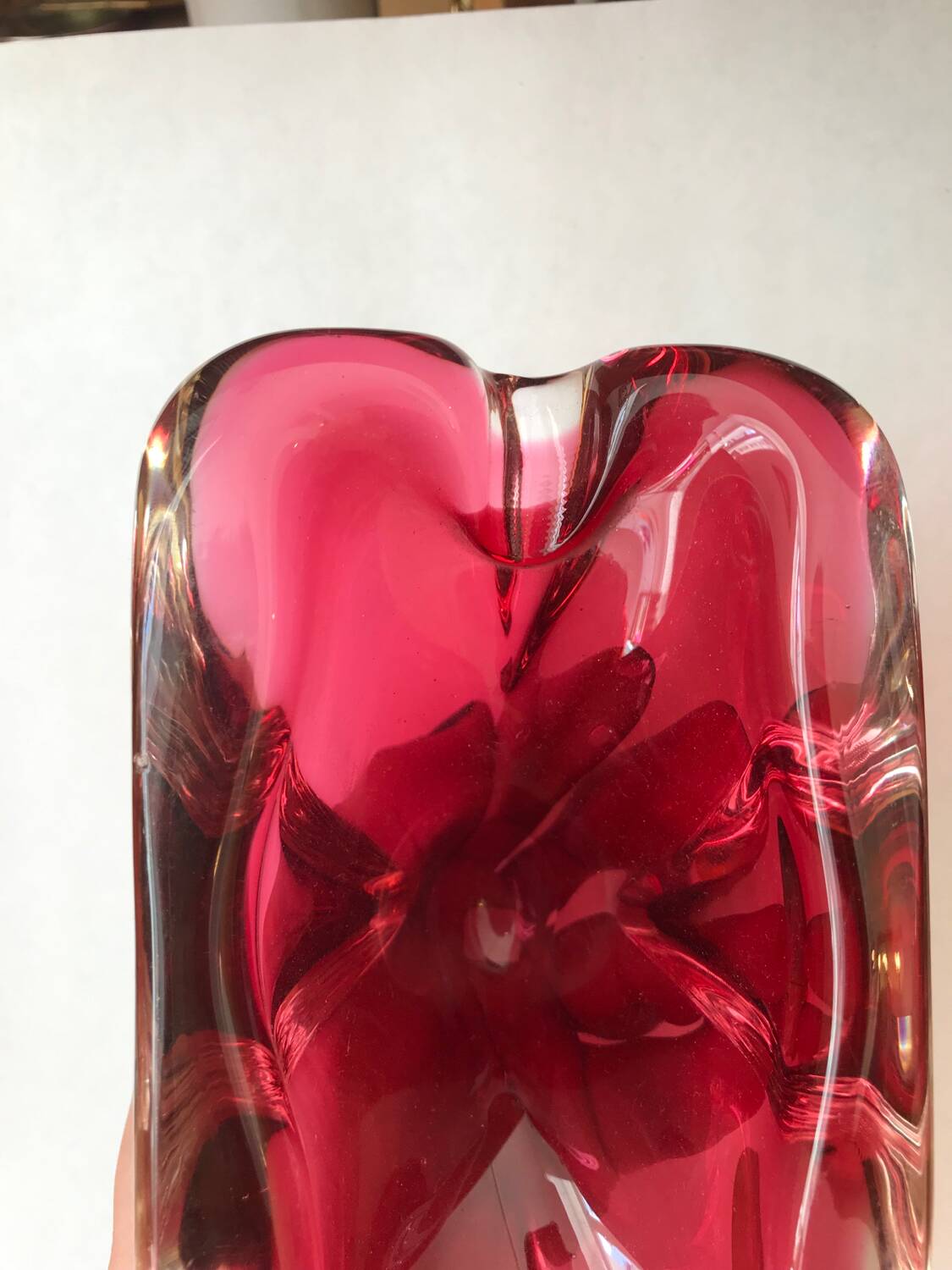 Murano pink lined glass ashtray, 1960