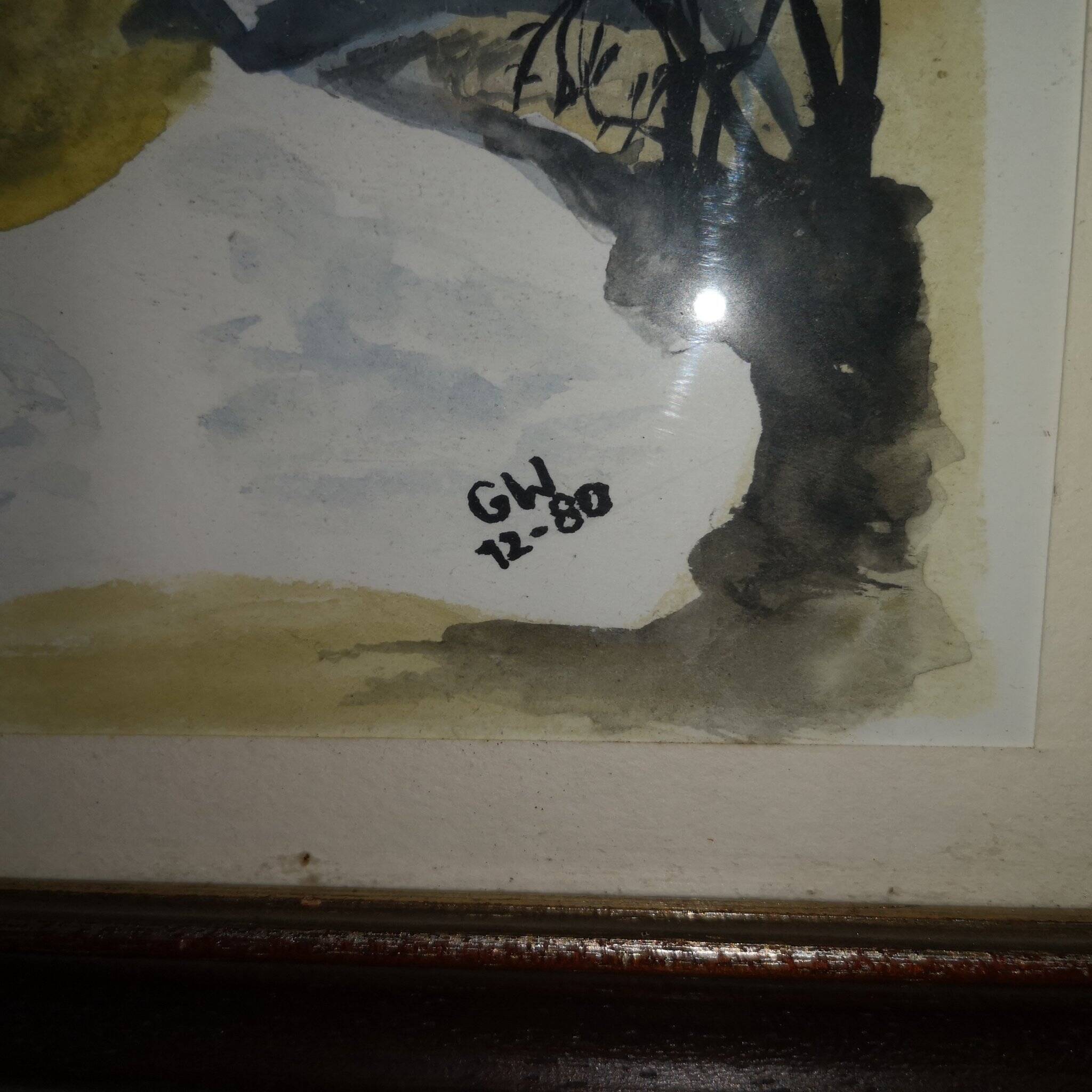 Watercolor landscape mountain chalet by gw ledward 12 80 switzerland savoie sign gw 12 80