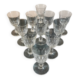 Port wine liqueur glasses in blown glass early 20th century