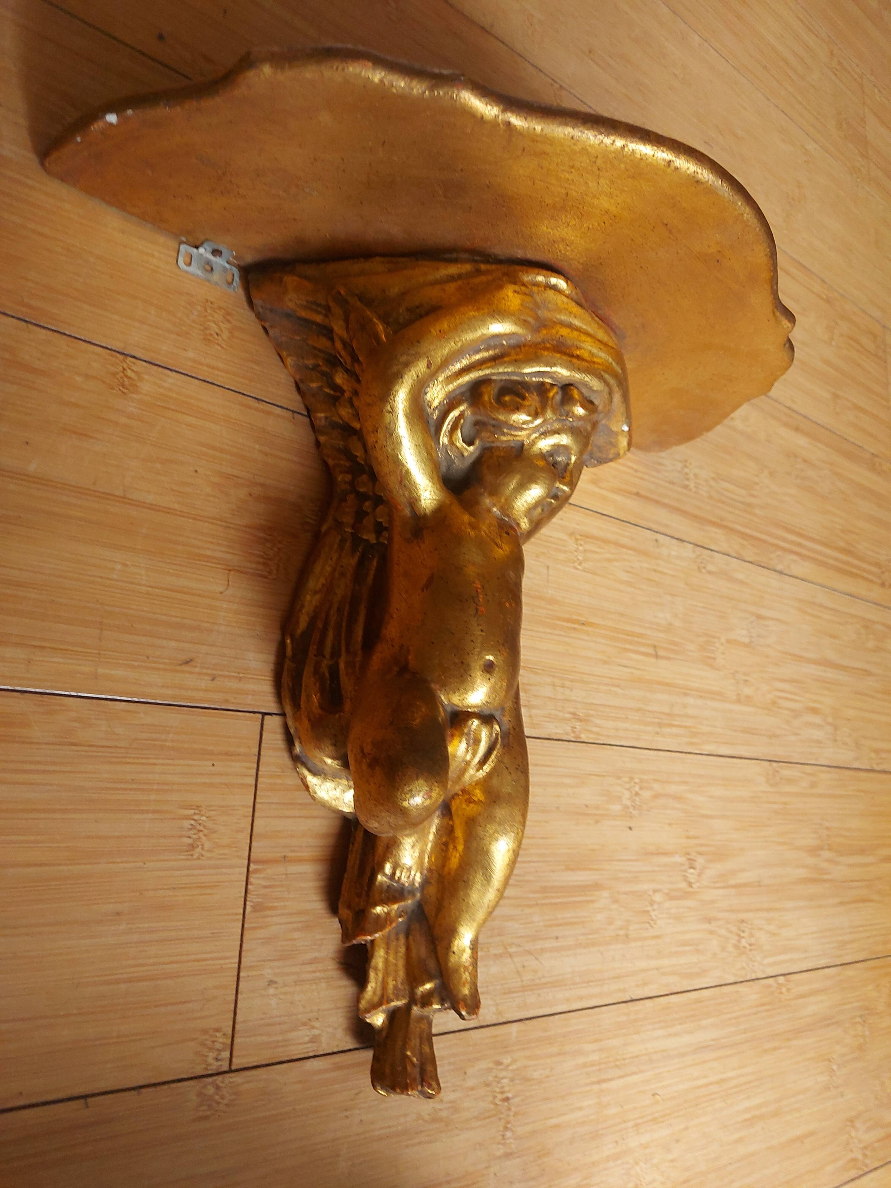 Shelf , Wall console gilded cherub