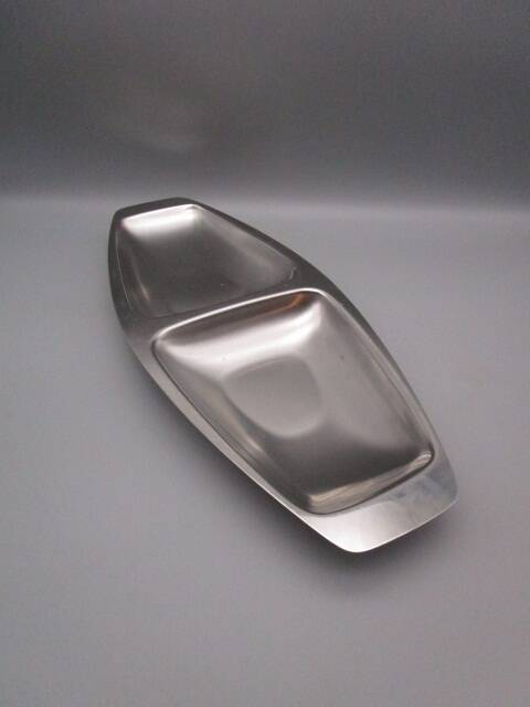 Alessi alfra vintage 1970s 2-compartment steel dish