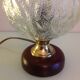 Structured glass bedside lamp and wooden foot / vintage 60s-70s