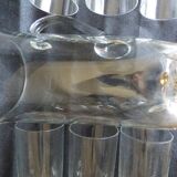 Vintage orangeade service with a jug and 6 glasses decorated with golden beads.