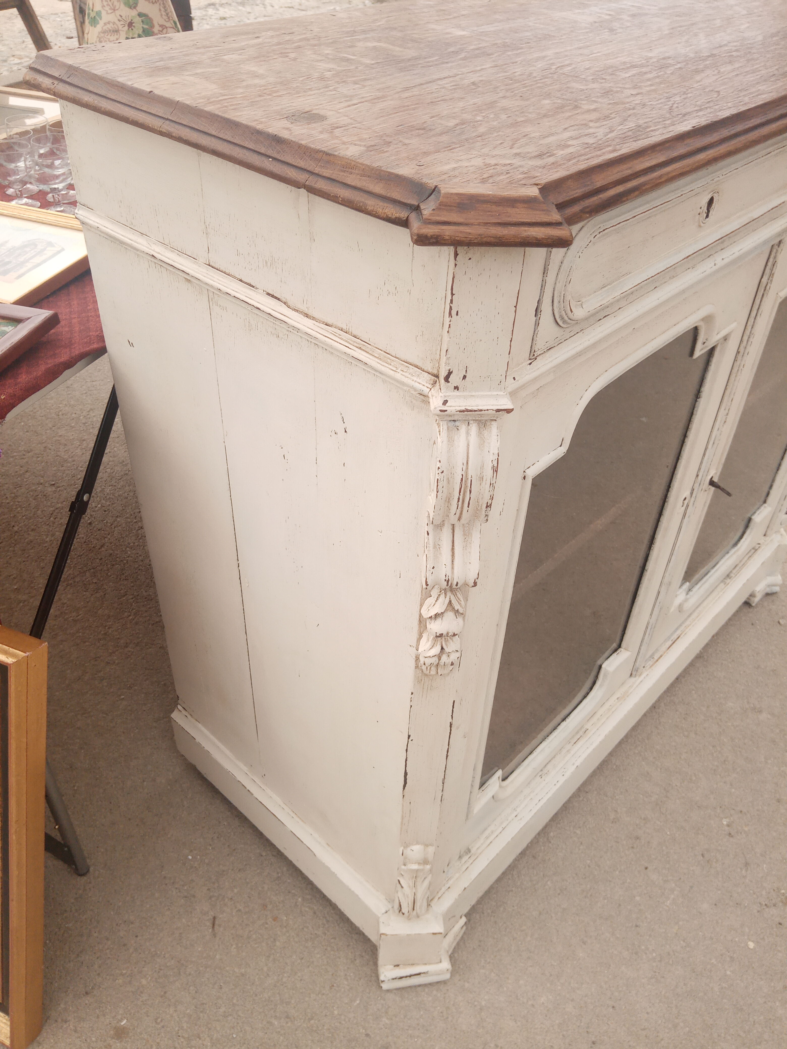 Old buffet 2 doors windows patina Shabby chic