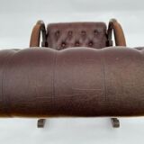 English 1960 english brown leather rocking chair