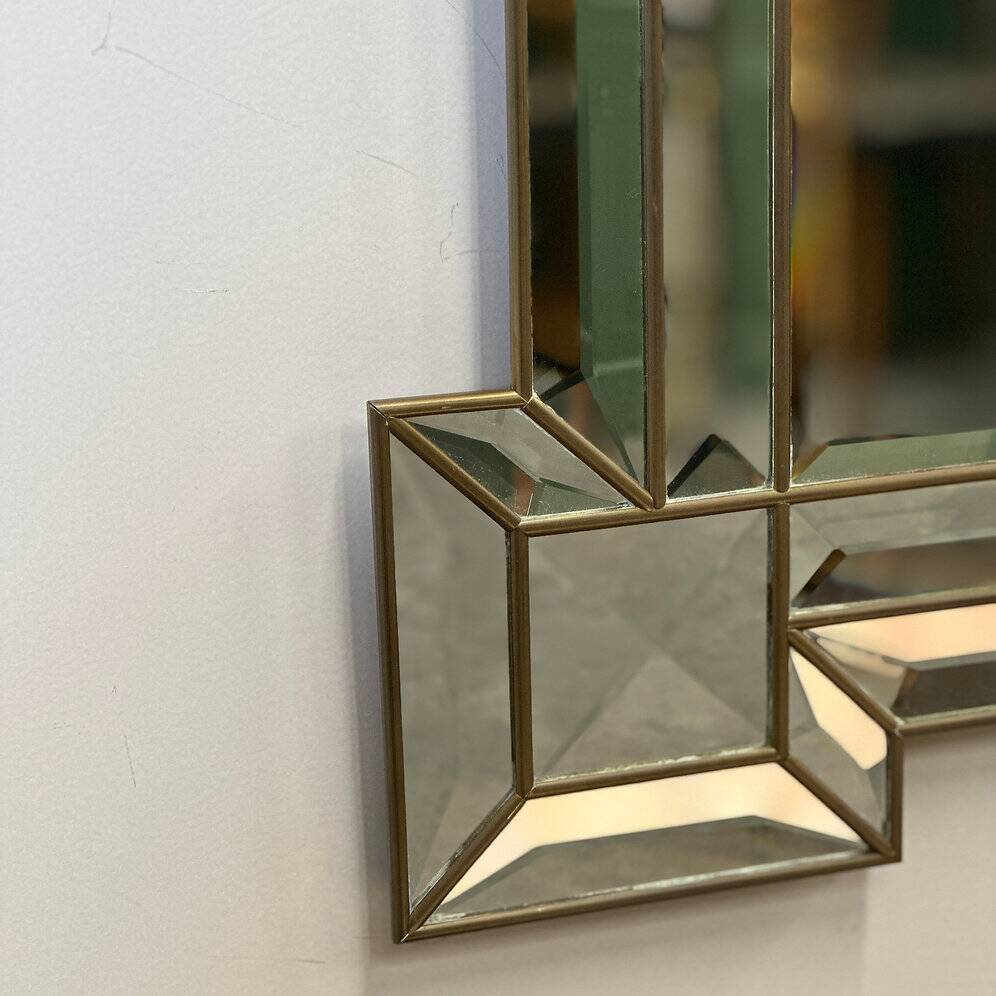 Large luxurious rectangular fully bevelled mirror with brass frame, Italy, 1980s