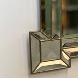 Large luxurious rectangular fully bevelled mirror with brass frame, Italy, 1980s