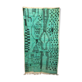 Moroccan Berber carpet Azilal green with grey and black patterns 2.61x1,41m