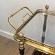 Rolling table in brass and mahogany with removable trays