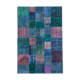 Tapis oriental contemporain 203 cm x 300 cm bleu patchwork fait à la main