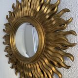 Miroir vintage 1960 soleil oeil de sorcière or bombé - 48 cm