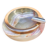 Petit cendrier en albâtre avec garnitures en laiton, Italie, années 1970.