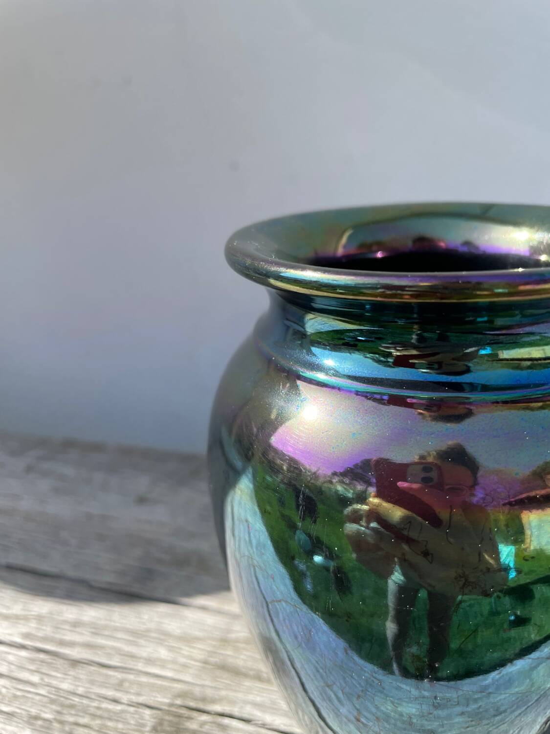 Vintage iridescent ceramic vase