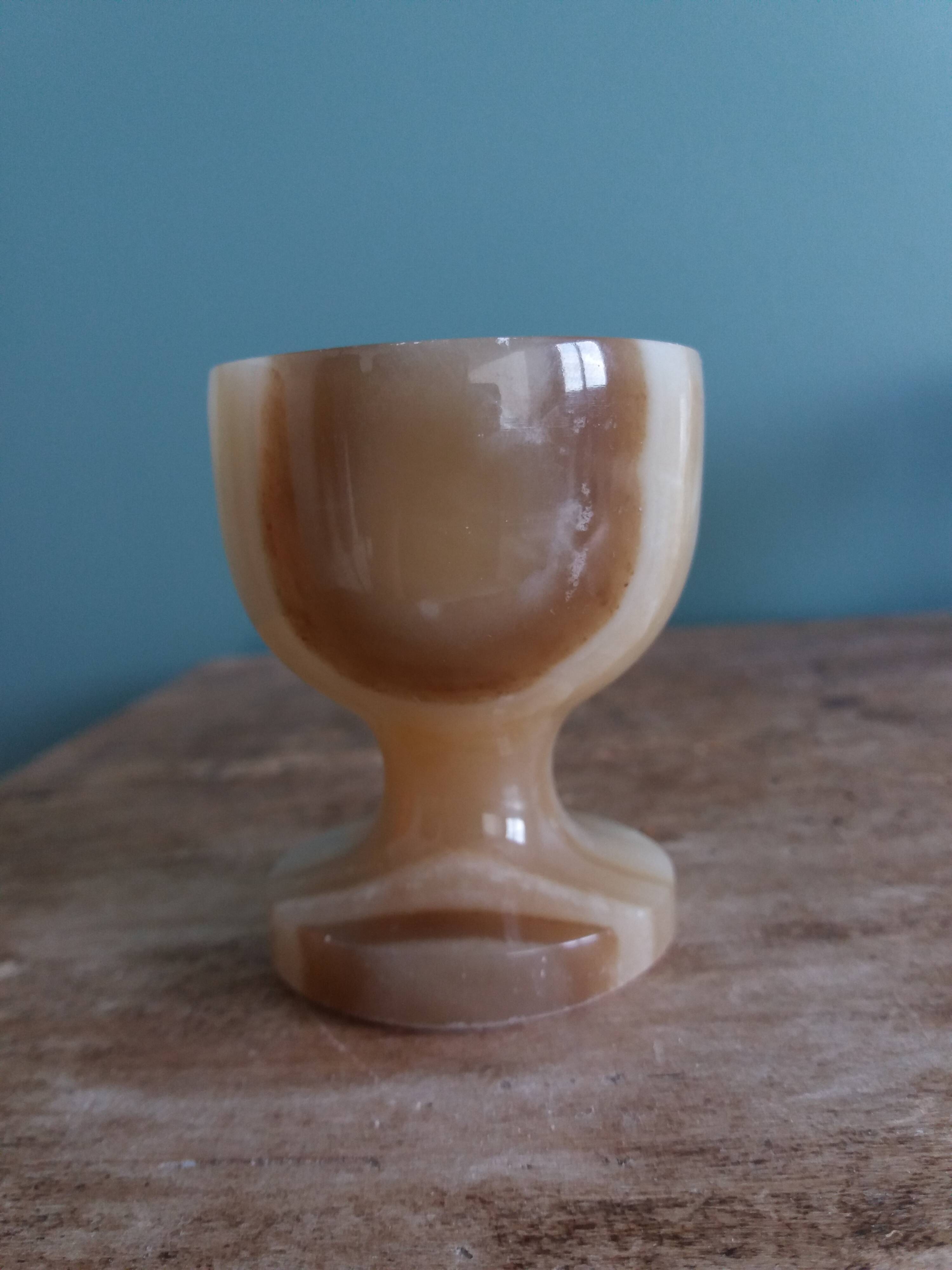 Alabaster onyx egg cup