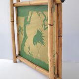 Vintage heron tray in bamboo 1960