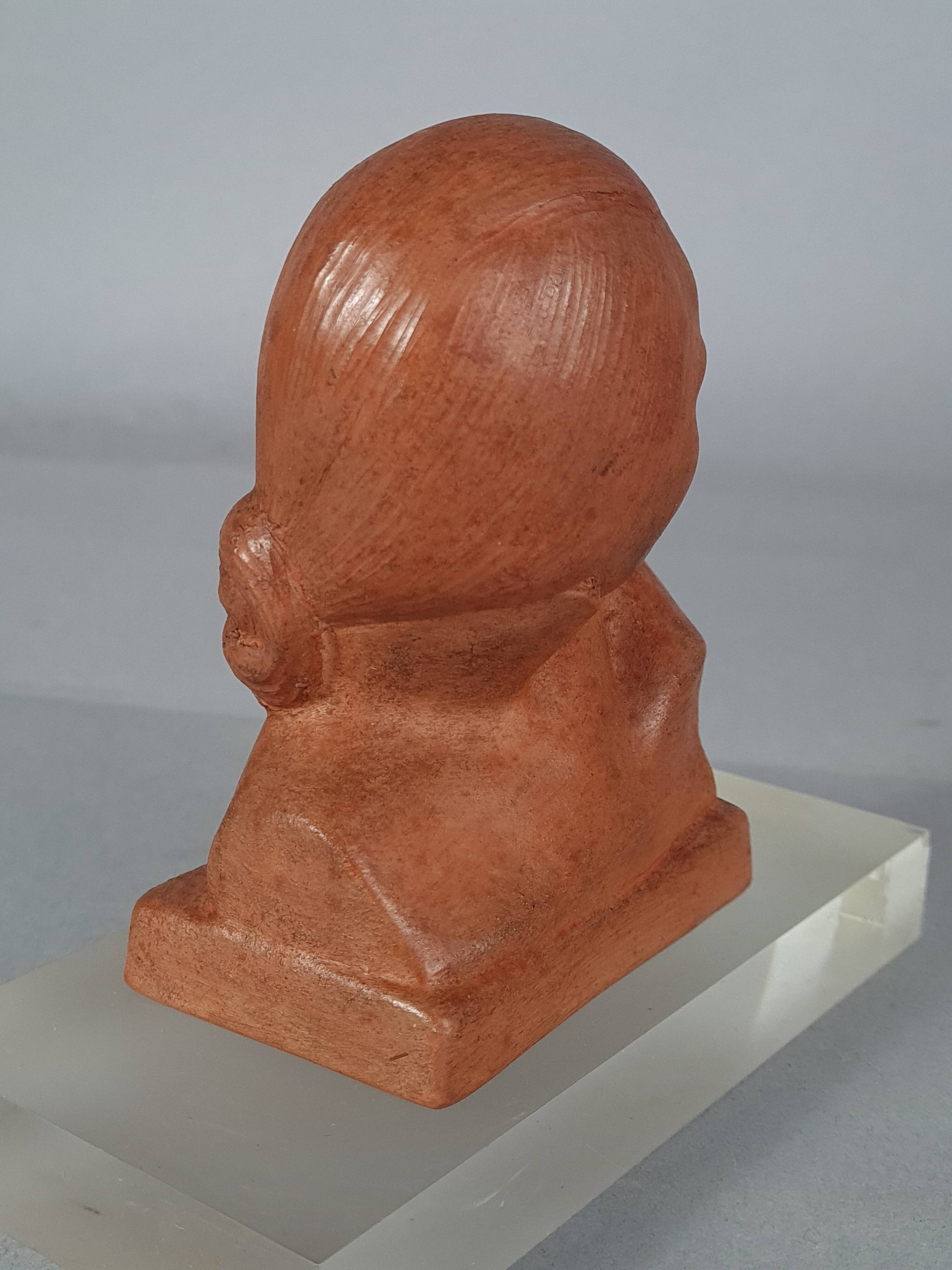 Gaston Hauchecorne bust of young woman terracotta artist's proof dated 1942 Signed 085