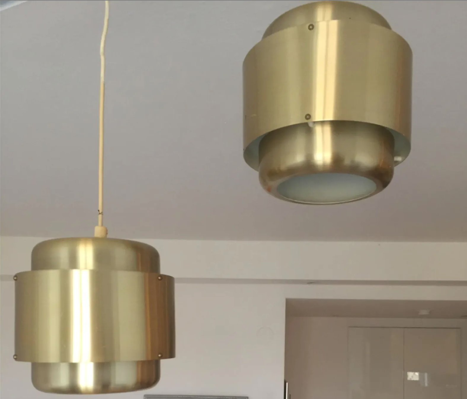 Paire de suspensions scandinaves en laiton Suède 1970