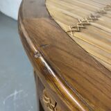 Side table in half-moon wood and bamboo