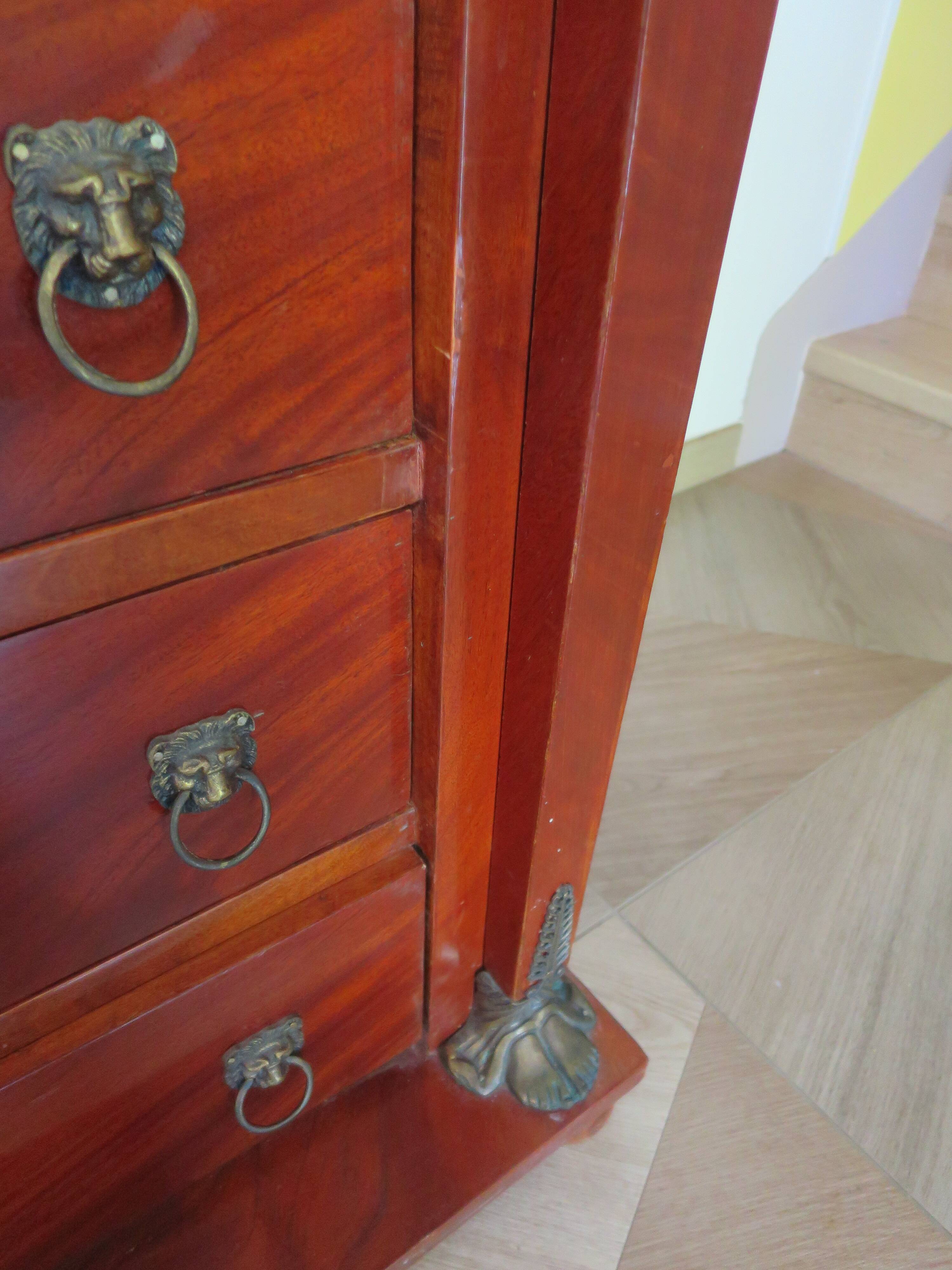 Antique Weekly Planner/Empire Style Commode-Caryatid-Patinated Bronze - 1950