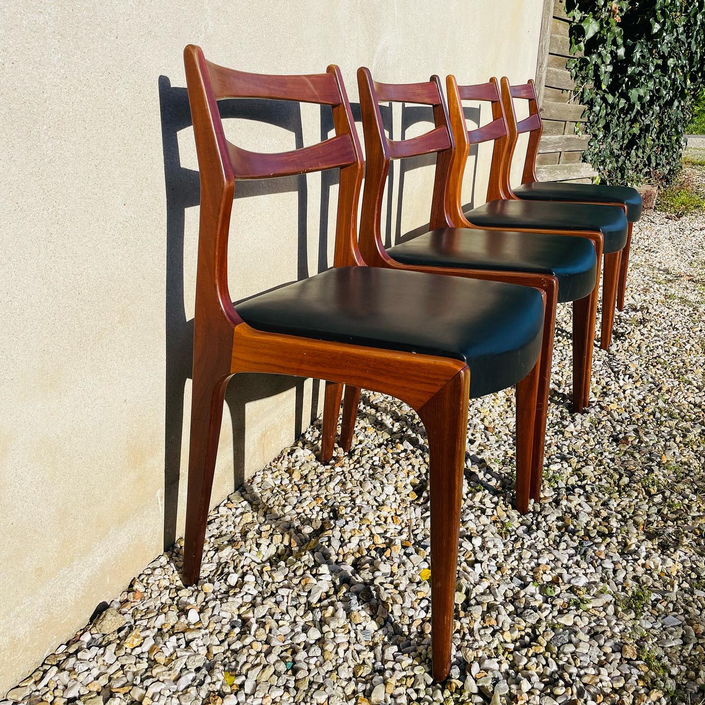 Series of 4 Danish solid teak chairs