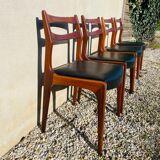 Series of 4 Danish solid teak chairs