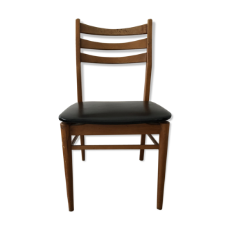 Vintage Scandinavian chair in teak and leatherette
