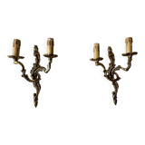 Pair of bronze rocaille sconces