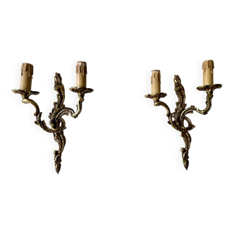 Paire d'appliques rocaille en bronze