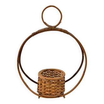 Bamboo and rattan plant holder or pot cover - 1970s