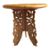 Petite table d’appoint ancienne – bois sculpté et marqueterie