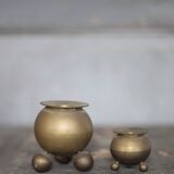 Pair of brass tripod candle holders, Gusum Bruck Sweden, candle holder.