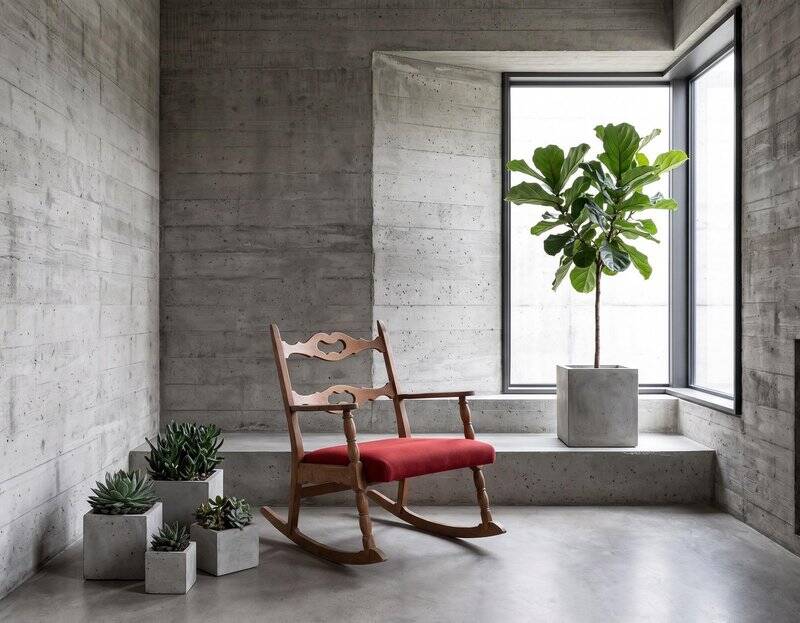 Brutalist Oak Rocking Chair, Denmark, 1960s