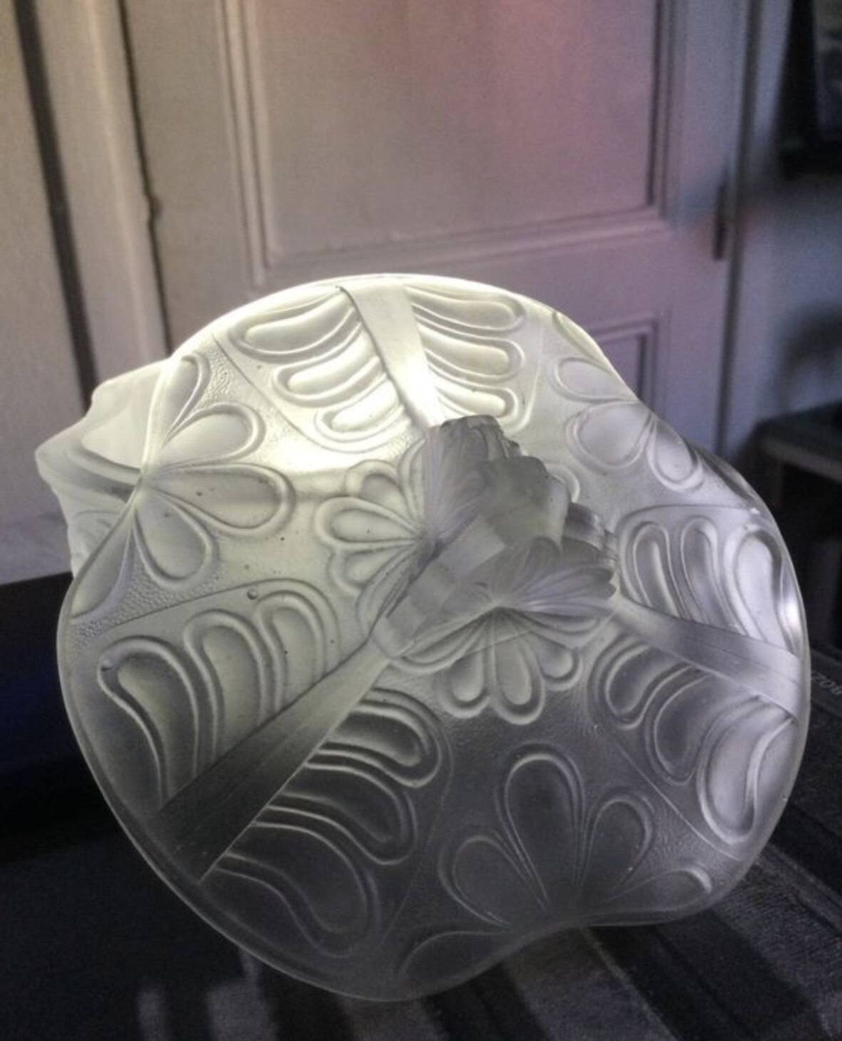 Art Deco Molded Glass Candy Box / Powder Box – Palmette