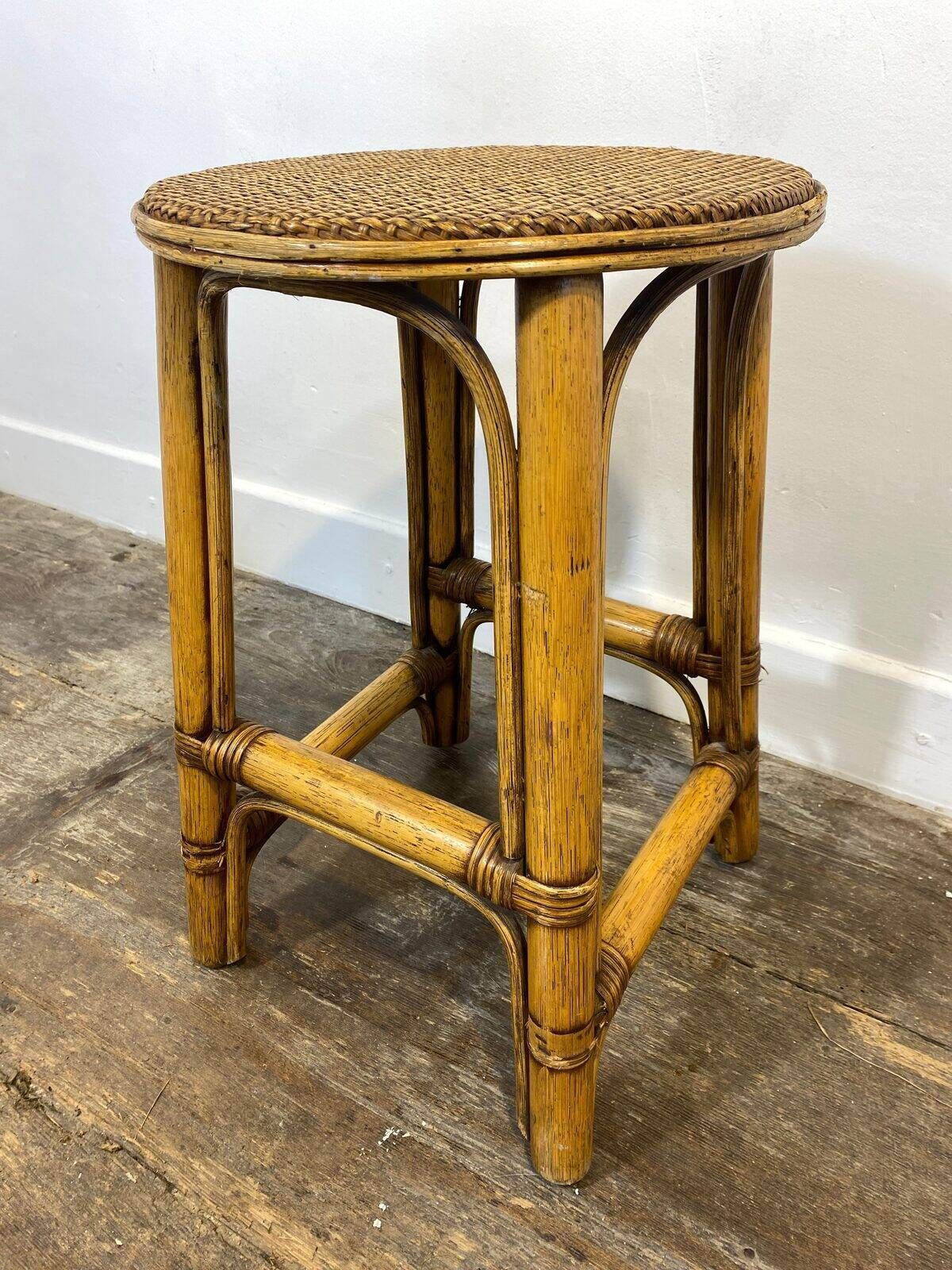 Rattan and cane stool, seaside spirit, mid-20th century.