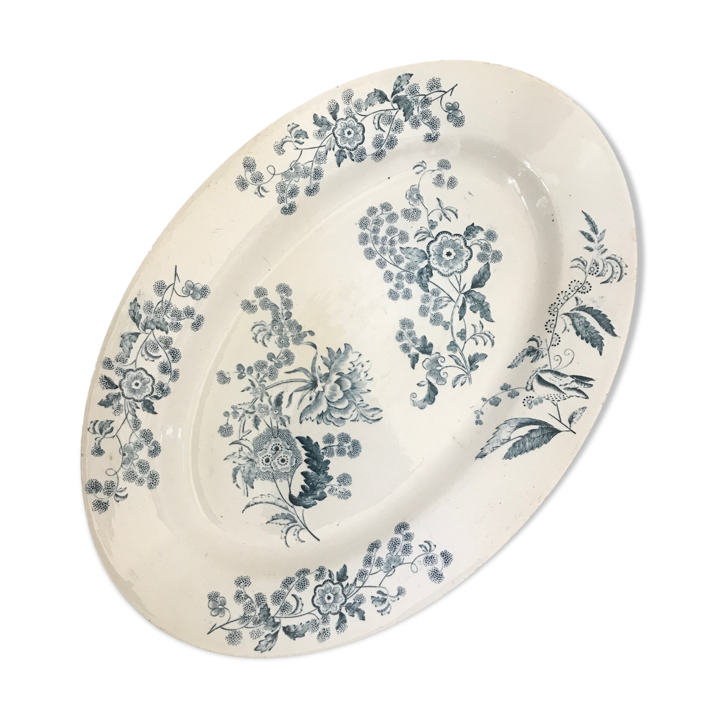 Longwy oval flat and hollow in iron earth, "YCHO" service