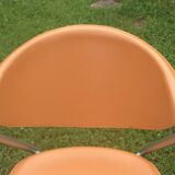 Leather and metal armchairs