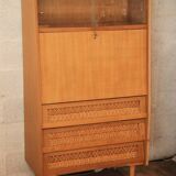 Vintage wicker rattan secretary desk