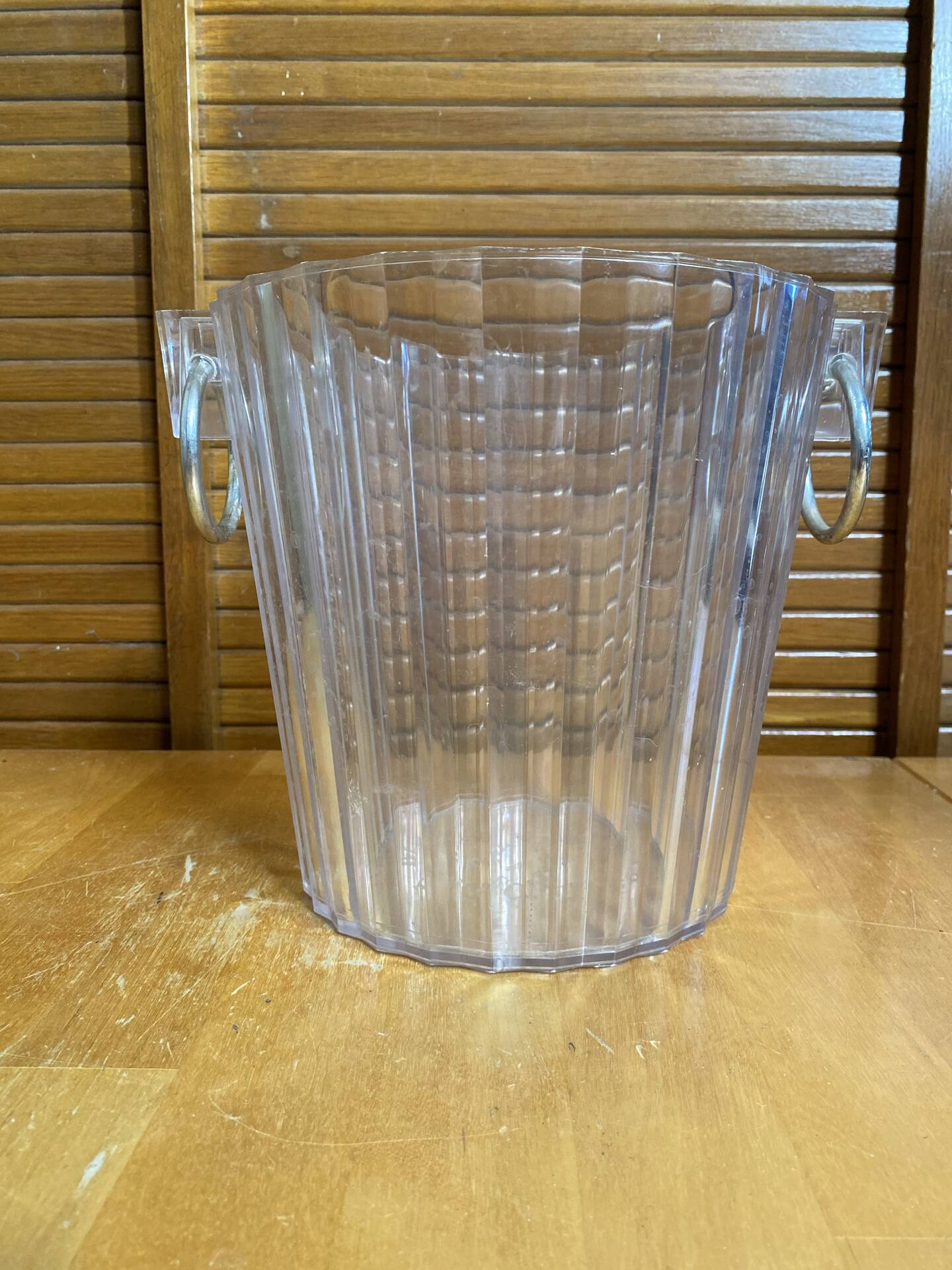 Vintage White Lucite Champagne Bucket FOUSSY Plexi + Metal Handles