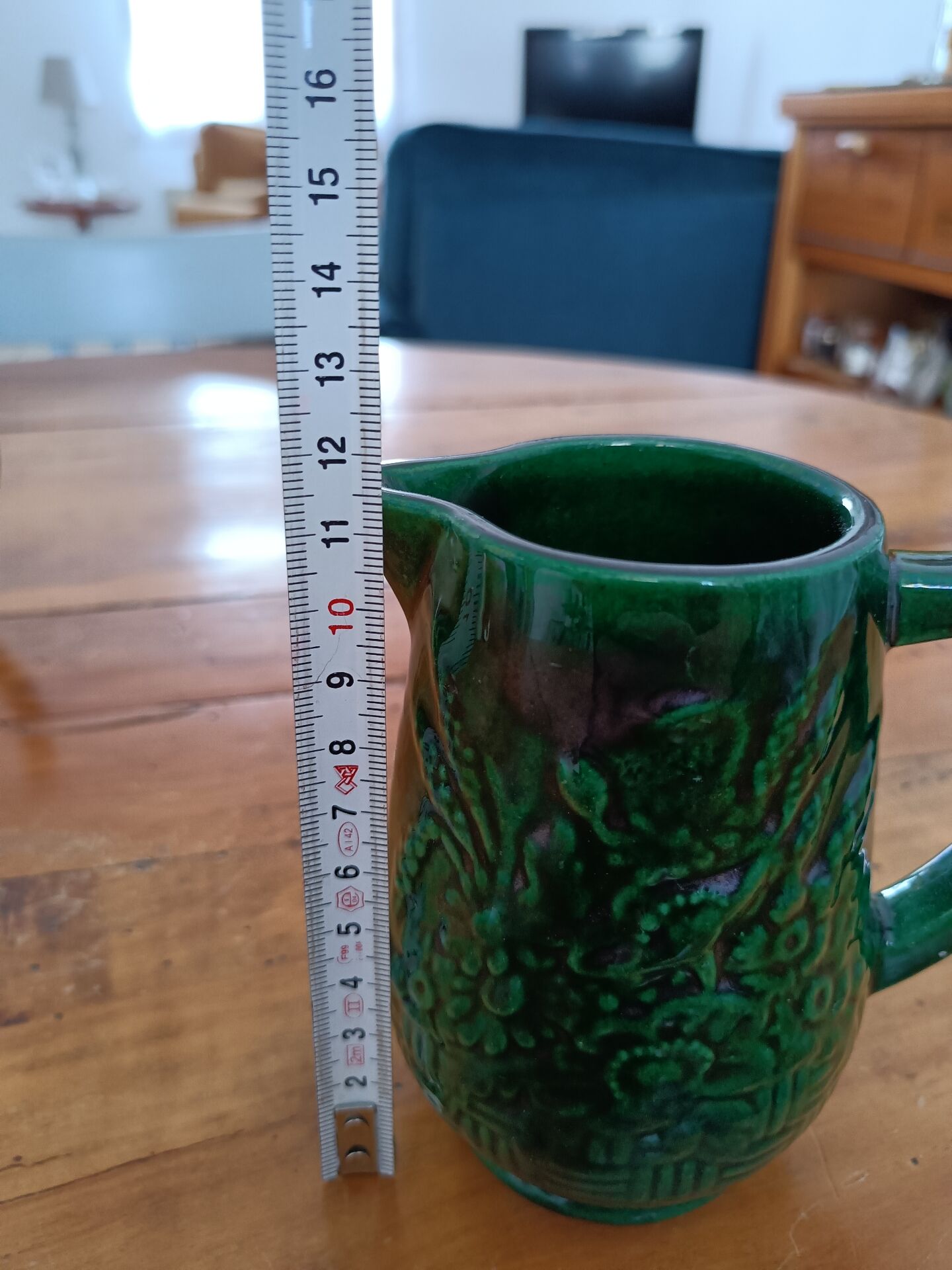 Small dark green Art Deco Saint Clément jug