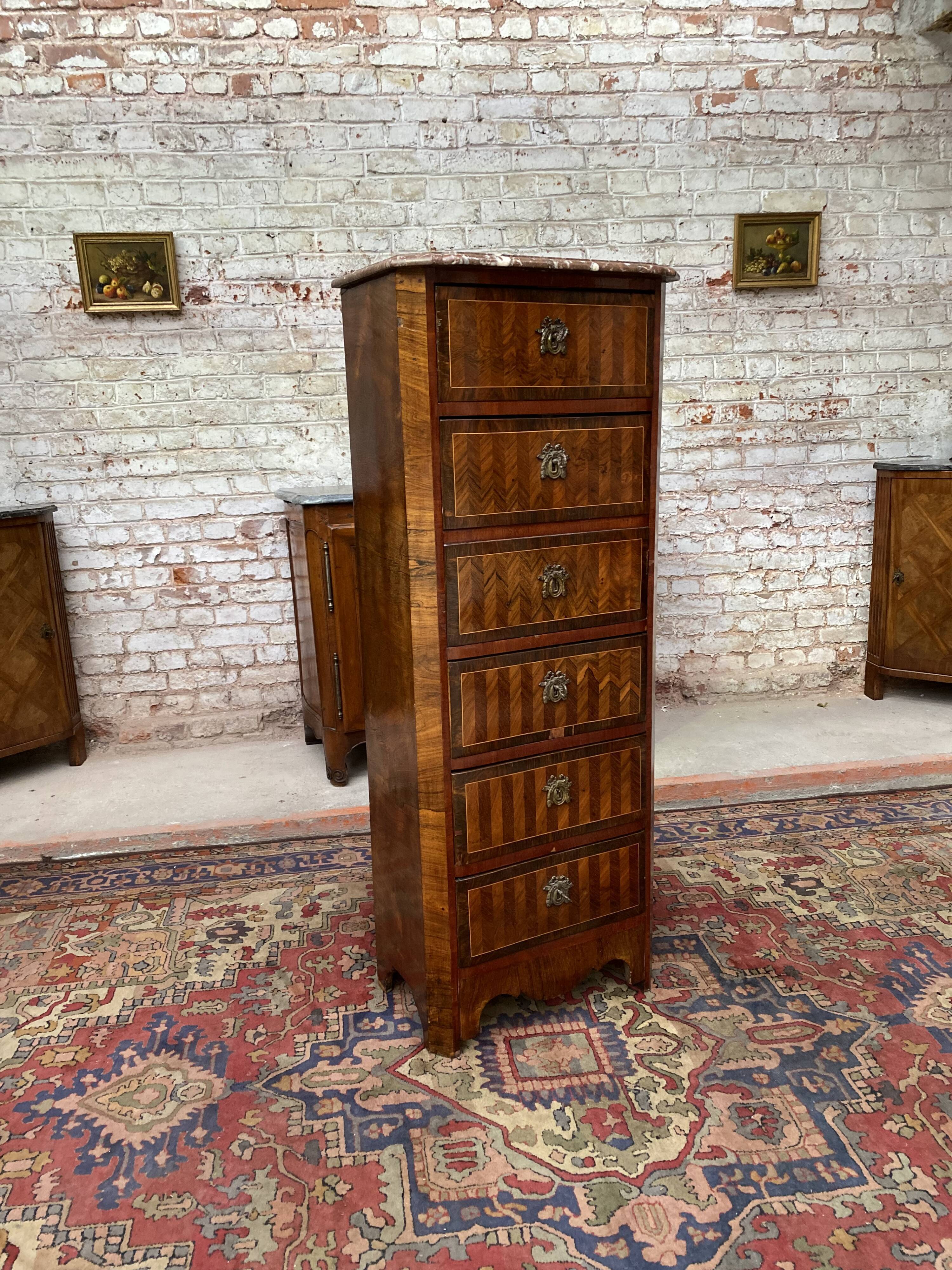 Lady's secretary in marquetry stamped