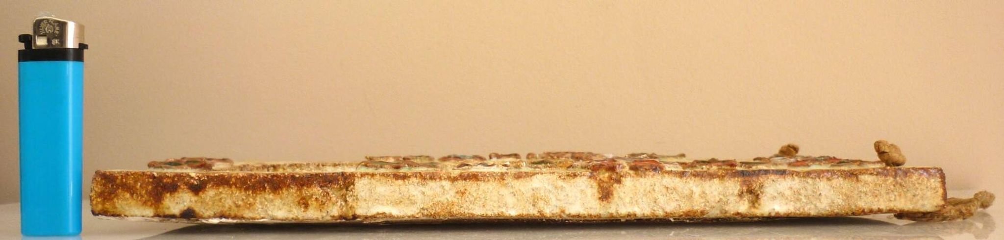 Wall mirror, glazed ceramic, signed La Roue Vallauris, vintage, 31.5 cm