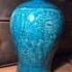 Vase enamelled turquoise blue floral decoration