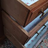 Louis XVI style chest of drawers in oak and marble top