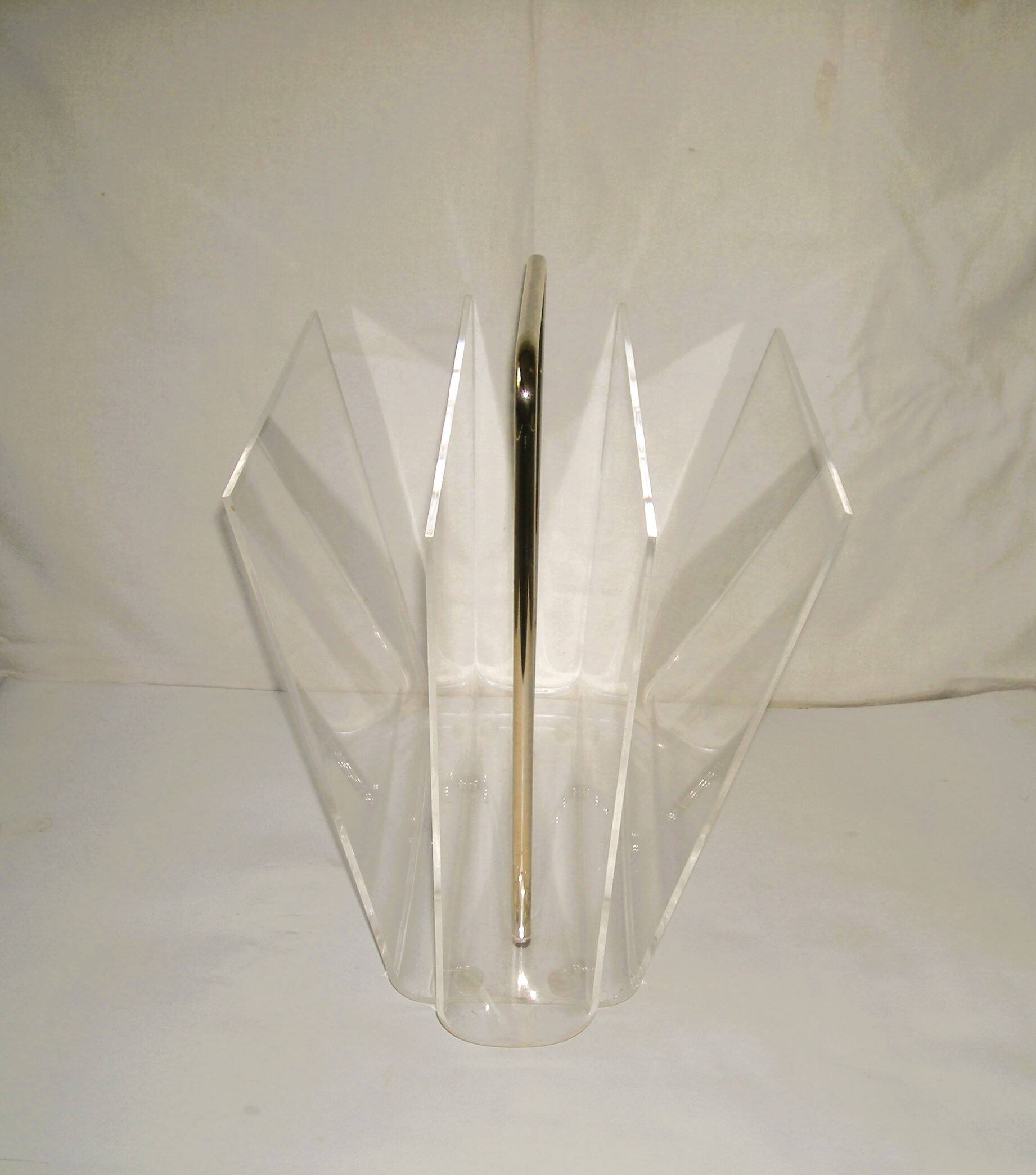 1970s plexiglass magazine rack