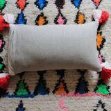 Rectangular cushion 100% Wool & Linen Pink