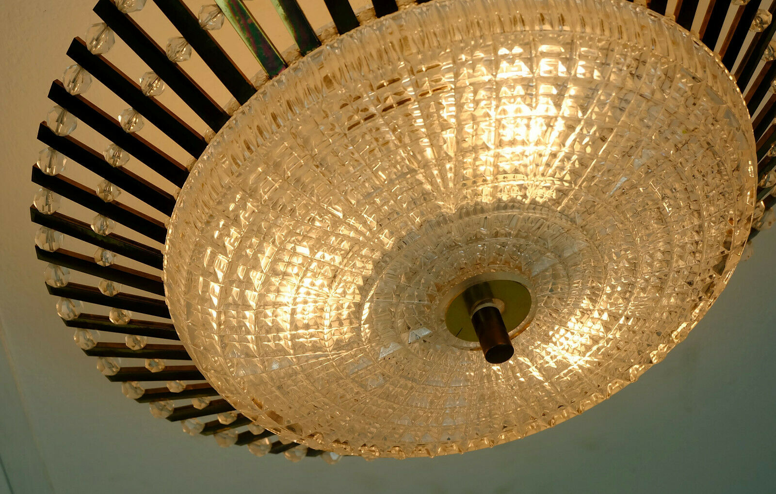 palwa CEILING LAMP brass glass 1960s