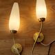 Pair of sconces in brass and opaline 1960