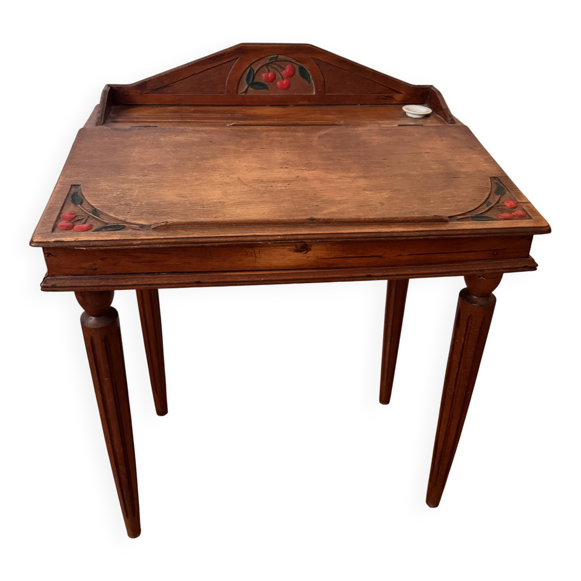Vintage wooden children's secretary desk – cherry decor